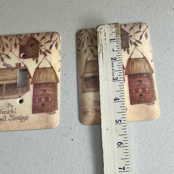 Vintage Light Switch Toggle Cover Plates L. Spivey Birdhouse Be Thankful - Picture 2 of 6